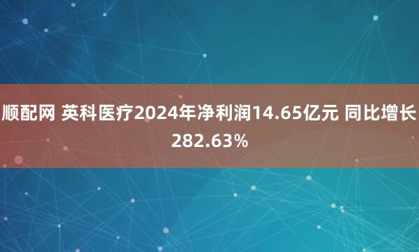 顺配网 英科医疗2024年净利润14.65亿元 同比增长282.63%